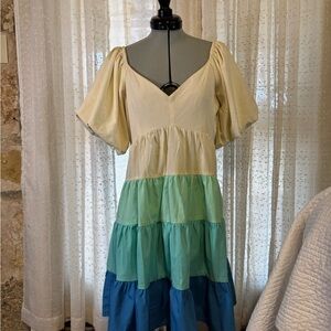 Color block Tiered Women's Dress
